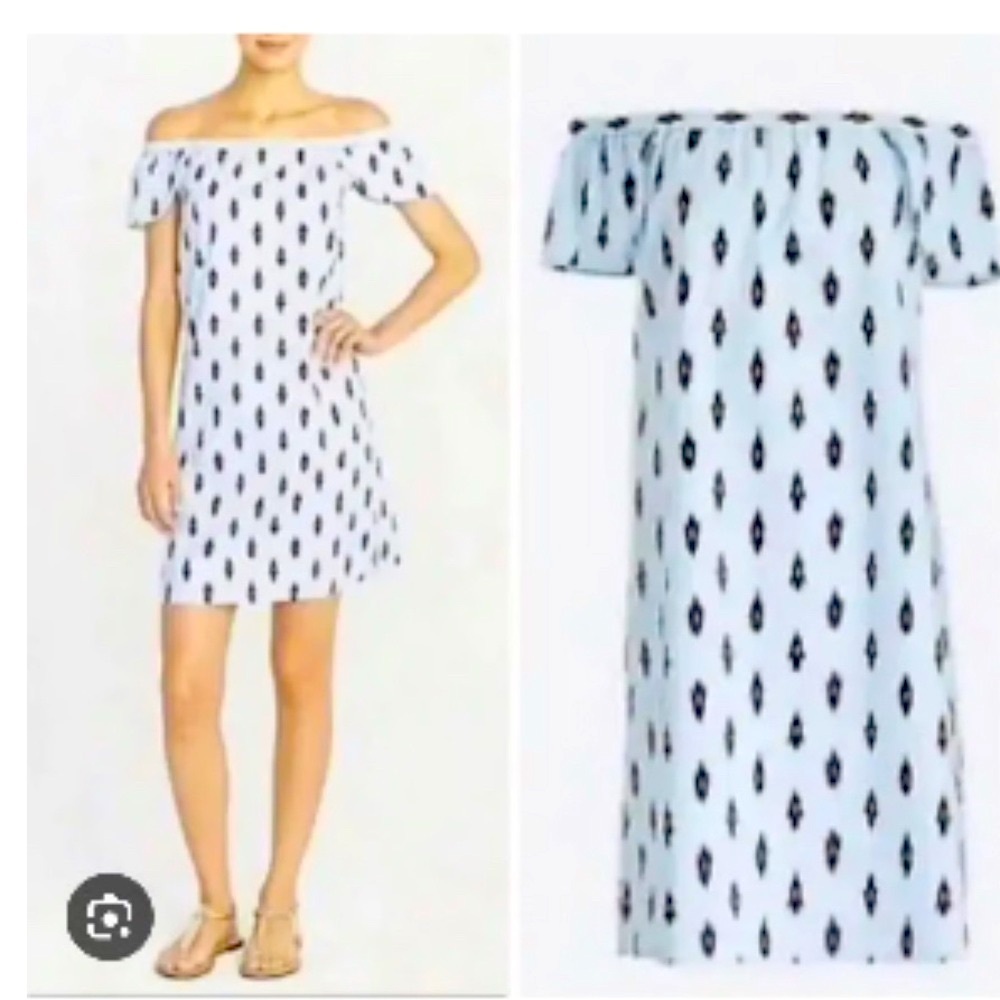 J. Crew Off-Shoulder Black and White Mini Dress